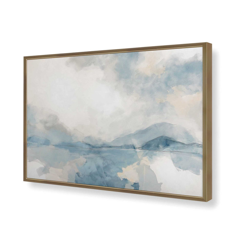 Misty Blue Reflections Print, 13.25" H x 17.25" W, Brushed Gold