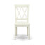 L'ensemble de table de salle à manger moderne 3 pièces se compose d'une table ronde et de 2 chaises de salle à manger Mid Century en bois avec double dossier en X - Lin blanc-1266306390-1266306388-1257475516