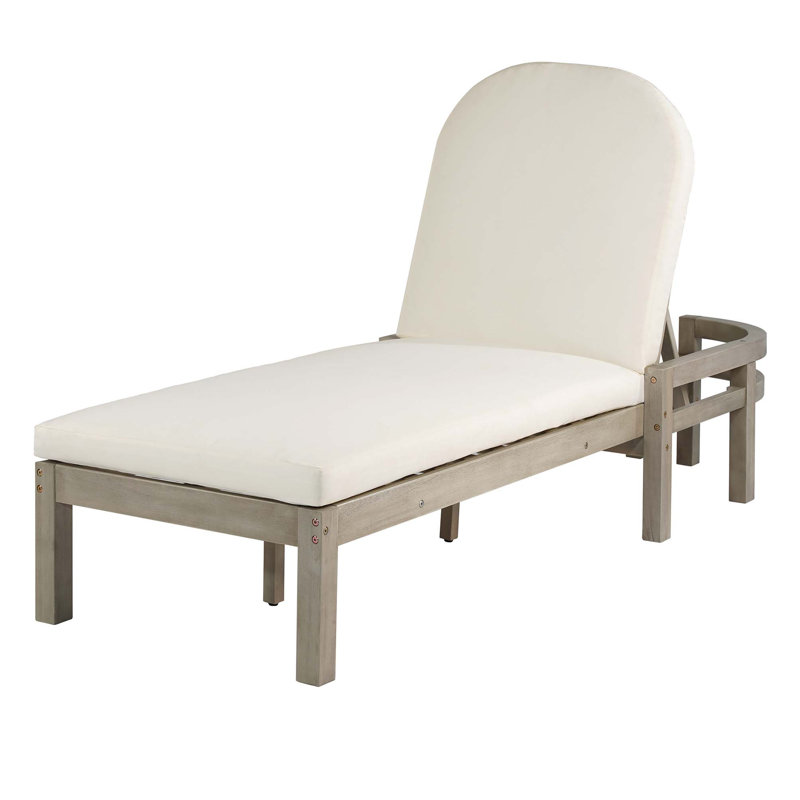 Outdoor Chaise Lounge Set of 2, Premium Acacia Wood Patio Recliner with Arched Backrest, 5-Position Adjustable Backrest, Outdoor Lounge Chair for Poolside, Backyard, Deck & Lawn (Gray)