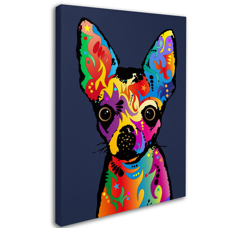 « chihuahua dog blue », impression sur toile tendue, H 47 po x l 35 po x P 2 po