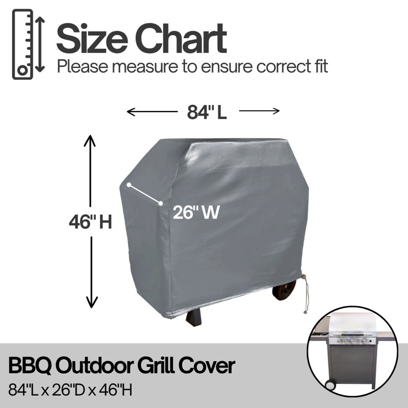 Housse de barbecue pour barbecue Covered Living - Housse de barbecue pour l'extérieur en vinyle gris robuste de 84 po, protection toutes saisons résistante aux intempéries, finition durable résistante à la décoloration