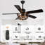 Ventilateur de plafond de 50 pouces avec lumières, ventilateur de plafond en métal rustique en bois rustique avec télécommande