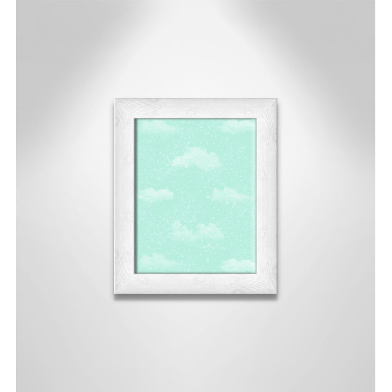 Unique Sparkle Clouds Art, 12" H x 10" W x 0.625" D, White Woodgrain Flat Framed