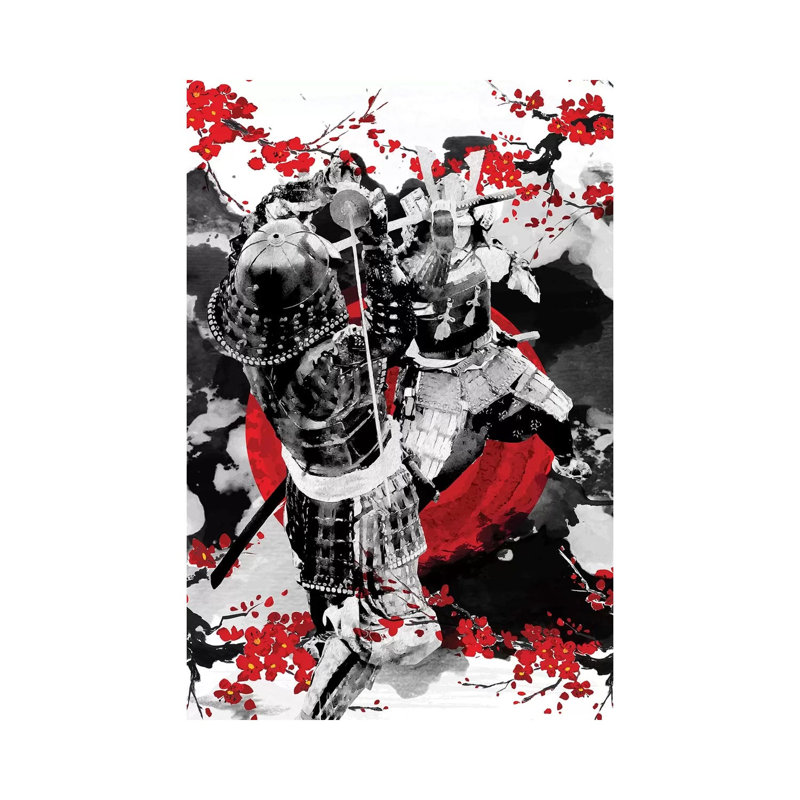 Sakura Samurai Dueling 1 Piece Wrapped Canvas Painting, 45.72cm H x 30.48cm W x 1.905cm D