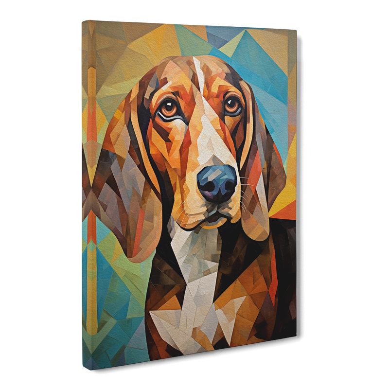 Basset Hound Cubism - No Frame Print, 60cm H x 40cm W x 3cm D