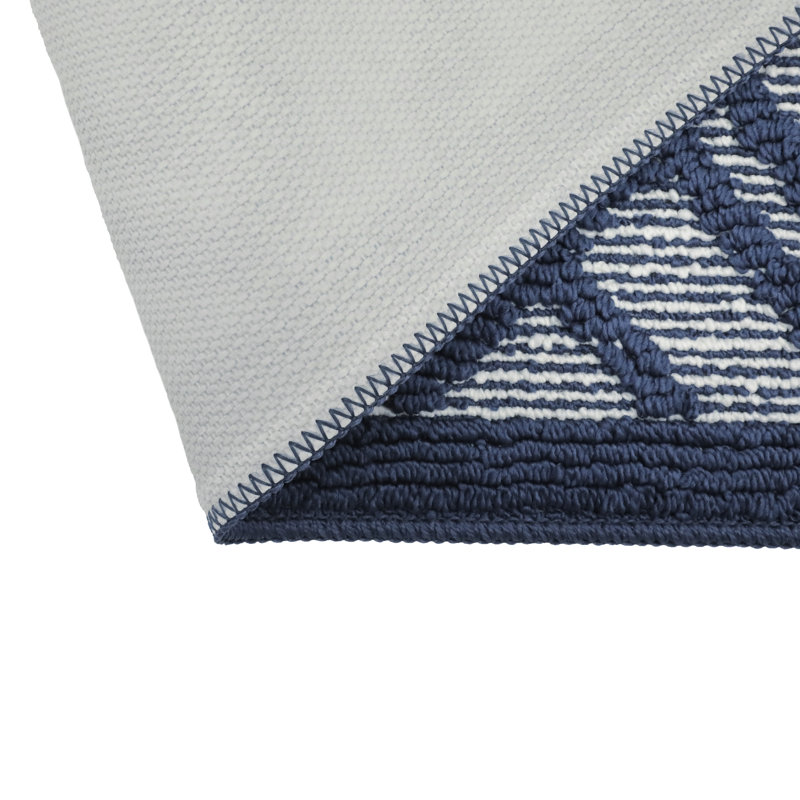 Ensemble de 2 tapis de cuisine à motif géométrique bleu marine antidérapant ultra résistant à l'eau