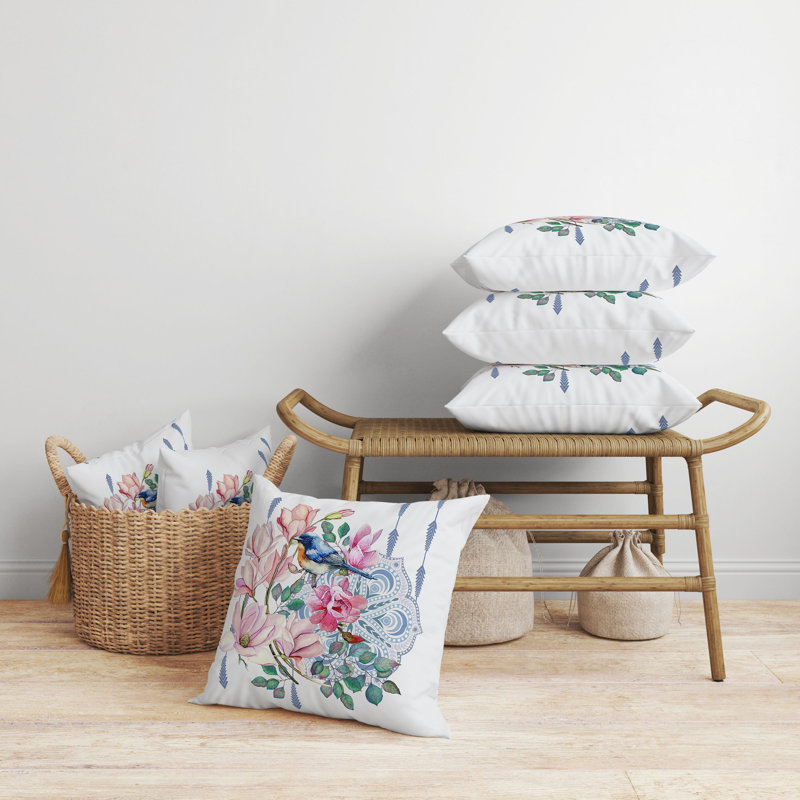 Coussin décoratif intérieur / extérieur Songbird Flora Fusion, H 18 po x l 18 po