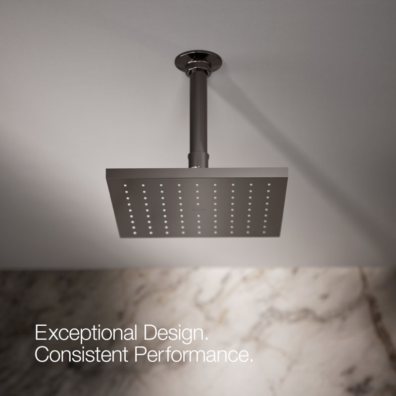 Contemporary Rain Shower Head, Vibrant Titanium, 1.75 GPM, Square