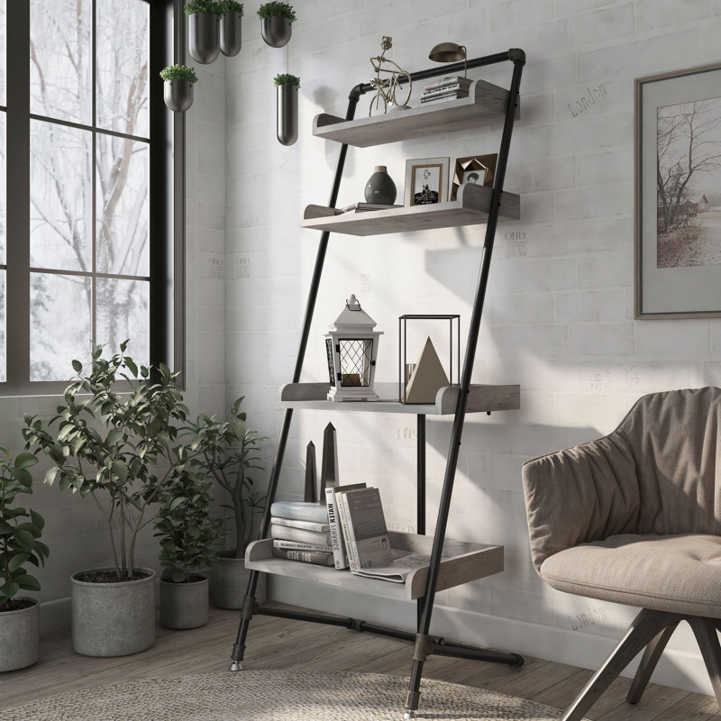 Gracemary Ladder Bookcase, Vintage Gray Oak