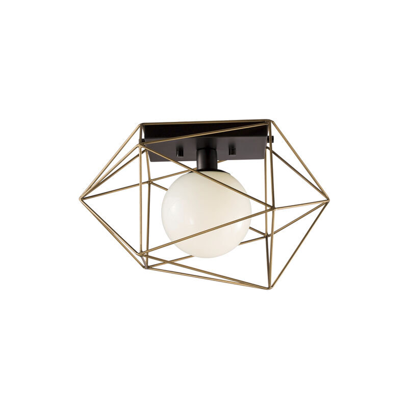 "Plafonnier encastré cage noir et or 15" Necto - Élégant plafonnier avec charme intemporel "