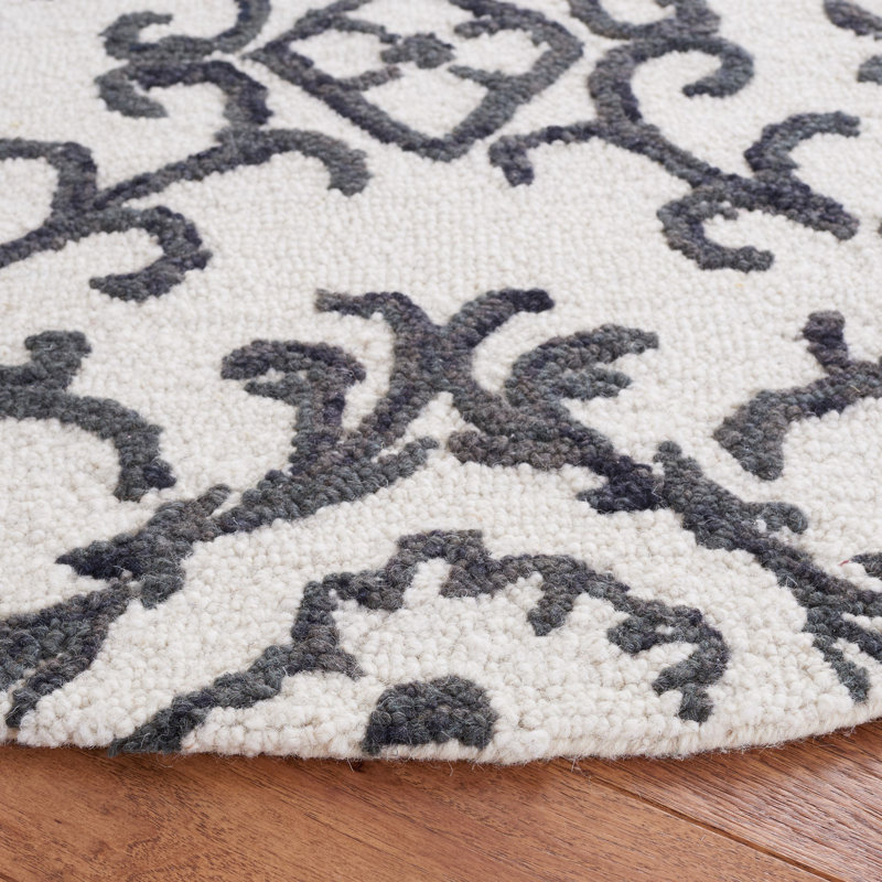 Abdallah Hand Tufted Wool Damask Rug, Round 6'