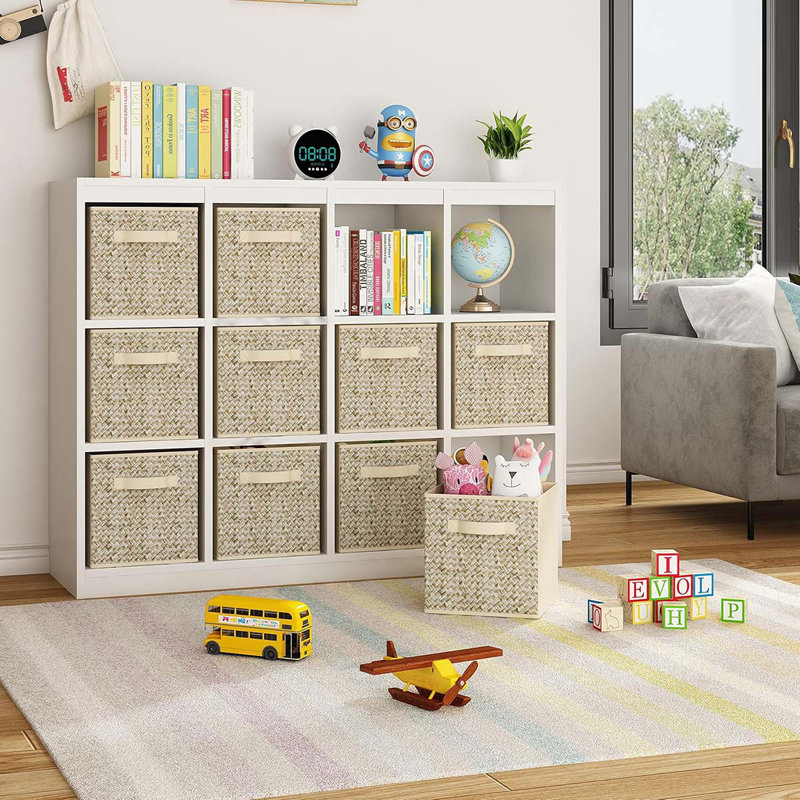 Wisdom Star 10 Pack Fabric Storage Cubes With Handle, Foldable 13X13 Inch Large Cube Storage Bins, Storage Baskets For Shelves, Storage Boxes For Organizing Closet Bins