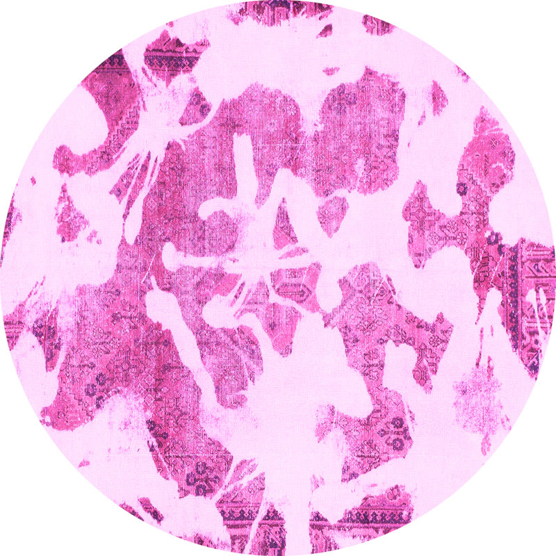 Tapis rose en laine et polyester tissé à la machine à motif abstrait, Rectangle 4 pi x 6 pi