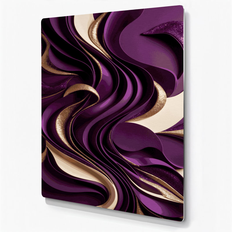 Abstrait formes 27, art mural en métal mauve, H 11 po x l 14 po