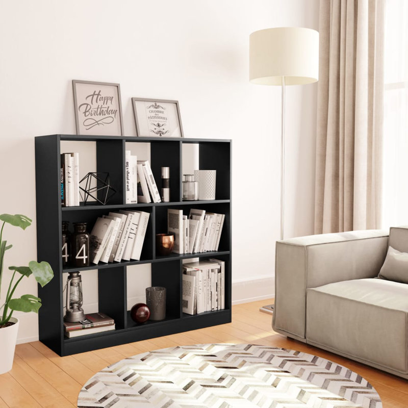 Katara 100cm H x 97.5cm W Standard Bookcase, Black