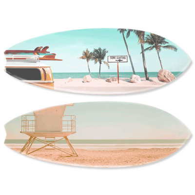 Surf Views Skimboard Set Acrylic Art by Notoriart 2 Panels 13" x 37"