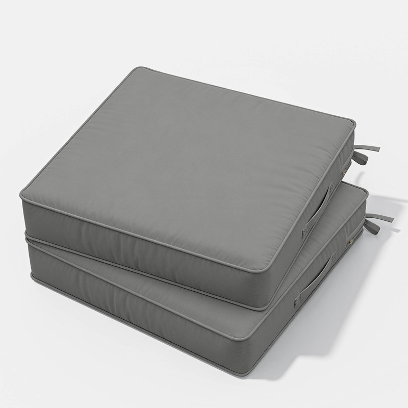 Outdoor Chair Seat Cushions，Water-Resistant Patio Chair Cushions With Handle And Non-Slip Bottom, 19" W x 19" D, Light Gray