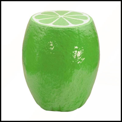 14.17" High Novelty Lime Stool 12.60" Wide Resin Fruit Shaped Accent Table Plant Stand End Table Home Garden