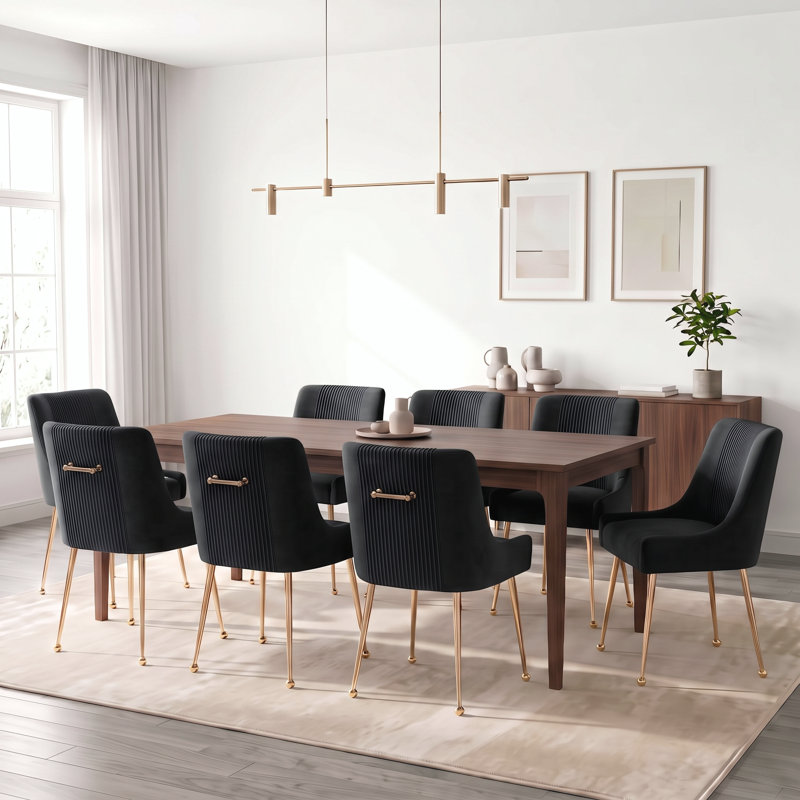 Elian 20 " H Velvet Upholstered Dining Chair, 8, Black