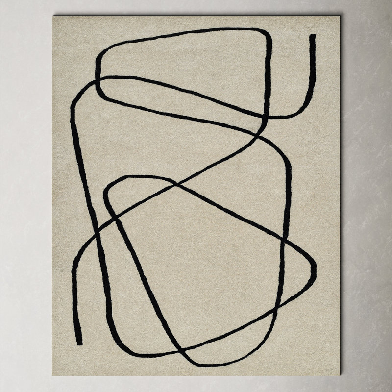 Modern Abstract Ivory Wool Hand-Tufted Area Rug 8' x 10'