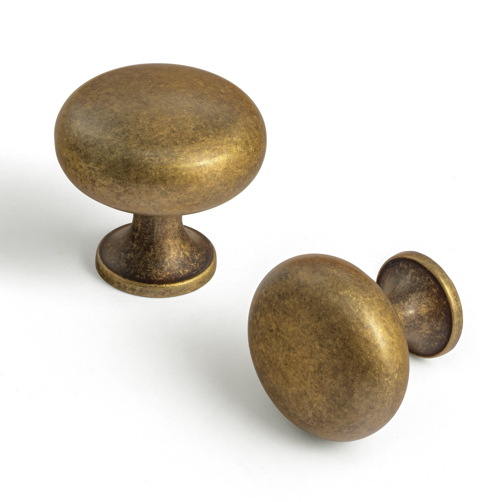 Tiny Brass Cabinet Knob in Antique-By-Hand - 3/8 Diameter