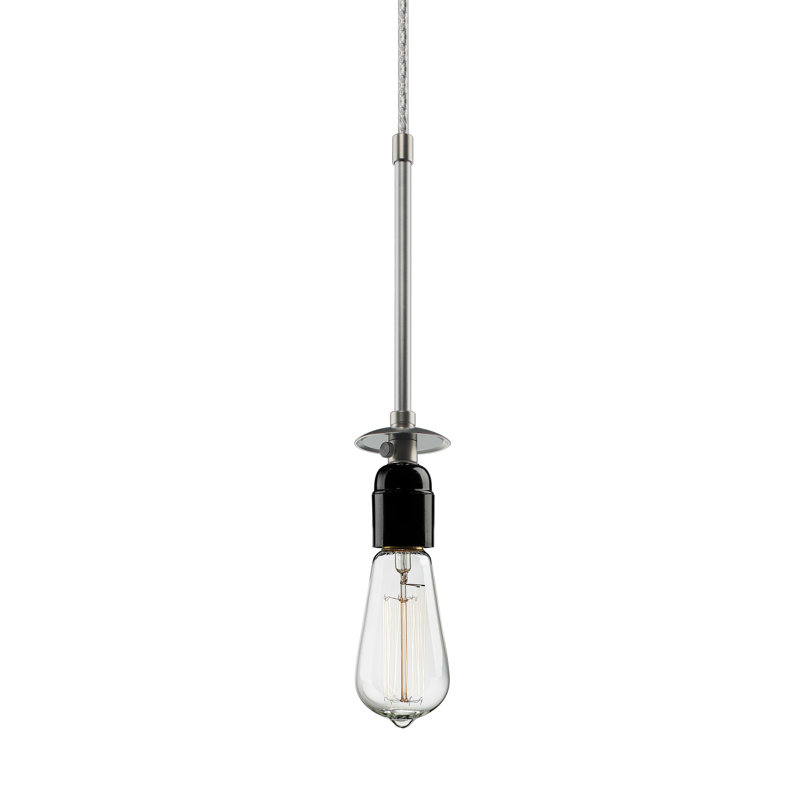Luminaire suspendu cylindrique à 1 lumière Titan, Chrome mat, Blanc, Oui