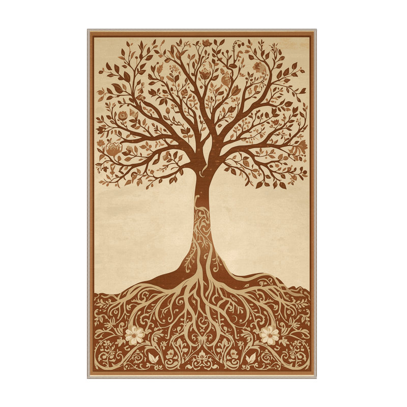 Tapis moelleux moelleux à motif floral avec branches et racines, 8 x 12