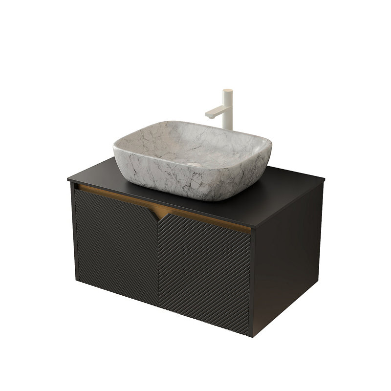 Armoire murale et comptoir noirs 30 po RUBEN, sans lavabo, sans robinet ni couvercle d'évier