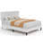 White Quenn Size Velvet Upholstered Platform Bed Frame With Diamond Tufted Headboard-852658007-805318853