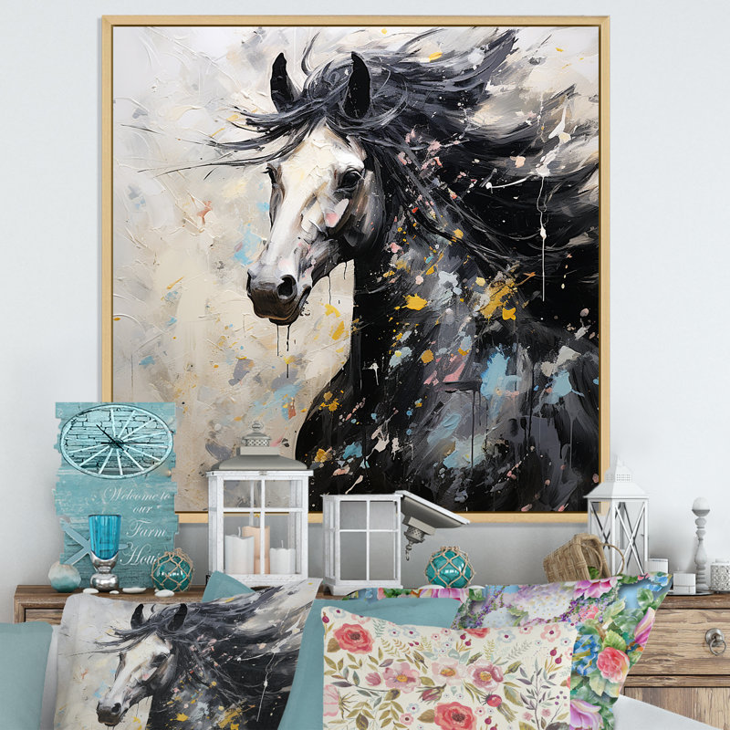 Minimalisme galopant sur une toile, Cadre naturel flottant, H 36 po x l 36 po