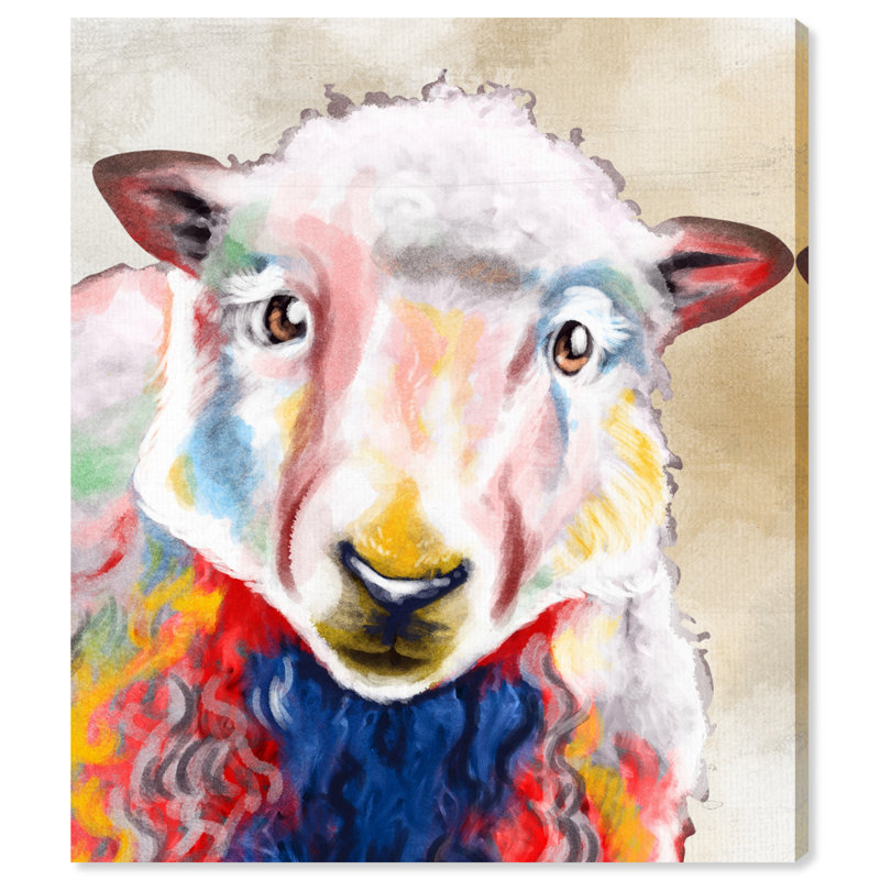 « color splash mouton », reproduction de peinture à l’acrylique sur toile, H 24 po x l 20 po