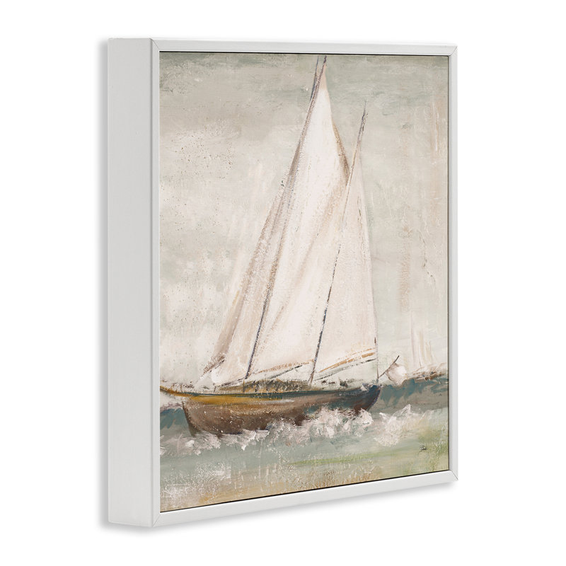 Voilier traditionnel, estampe numérique par Patricia Pinto, Giclée encadrée blanc bord de mer, H 17 po x l 17 po