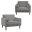 Fauteuil club capitonné avec accoudoirs carrés en velours côtelé gris clair Iliana avec 2 coussins-1412497952