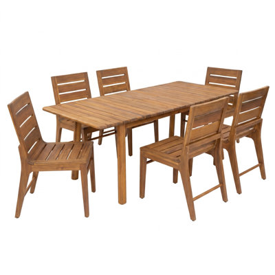Ensemble de salle à manger d'extérieur moderne pour 6 personnes Echo avec table de salle à manger extensible en bois d'acacia massif pour patio, terrasse, jardin et cour