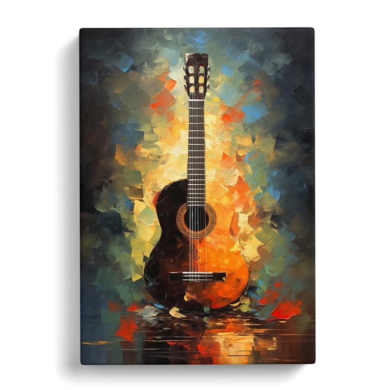 Acoustic Guitar Impressionism - Wrapped Canvas Print, 50cm H x 35cm W x 3cm D