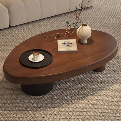 Table basse rétro en bois massif noyer