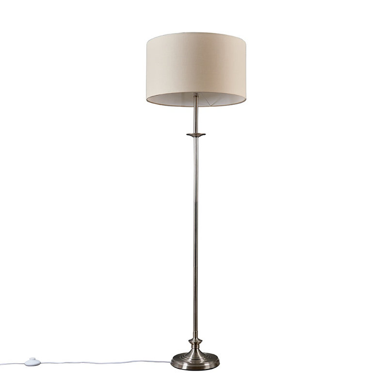 Roupen 144cm Traditional Floor Lamp, Antique Brass, Beige