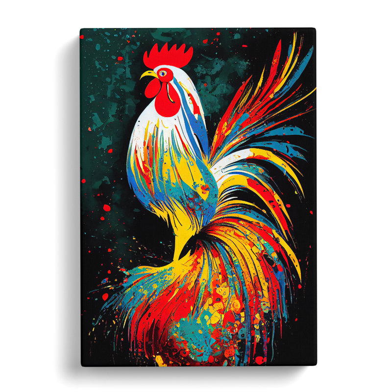 Solvang Rooster Splatter Vol.1 - Wrapped Canvas, 76cm H x 50cm W x 3cm D