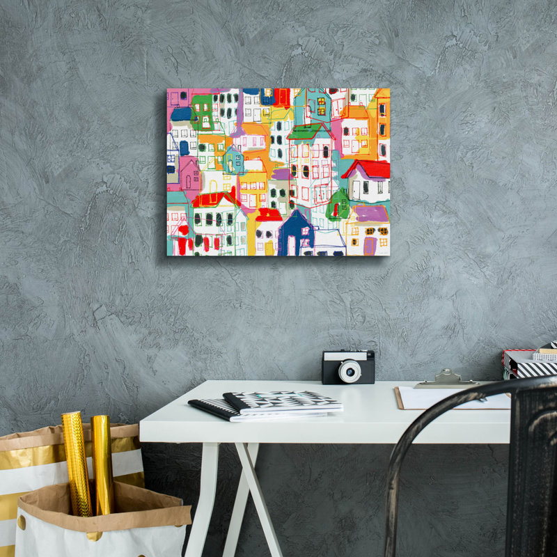 «City Life» par Linda Woods, art mural sur toile, H 12 po x l 16 po