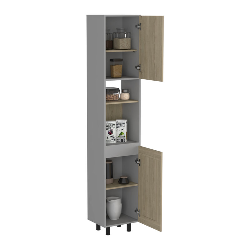 Garde-manger Hasselt, double porte, six tablettes - pin clair
