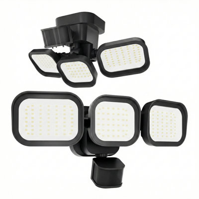 Éclairage de sécurité à DEL 6500LM, 270 °, 72 pi avec détecteur de mouvement, lumière d'extérieur, crépuscule à l'aube avec IP65 imperméable pour le garage, la cour
