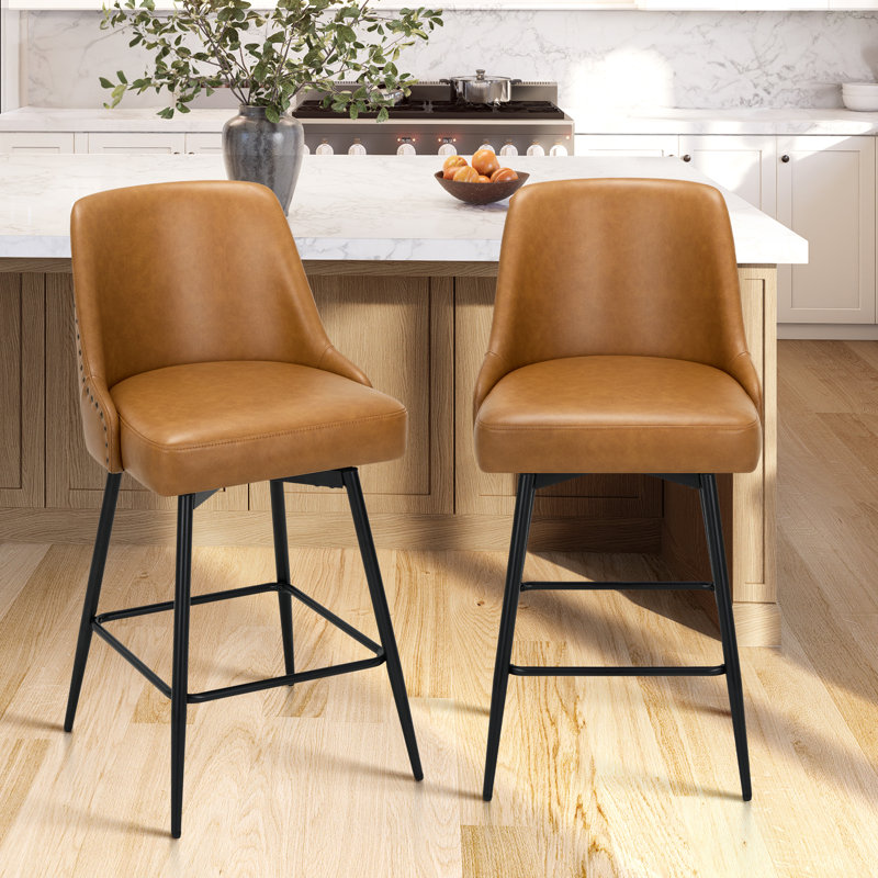 26'' Swivel Counter & Bar Stool with Extra-Thick Cushion – Ergonomic, Durable, and Stylish, Brown