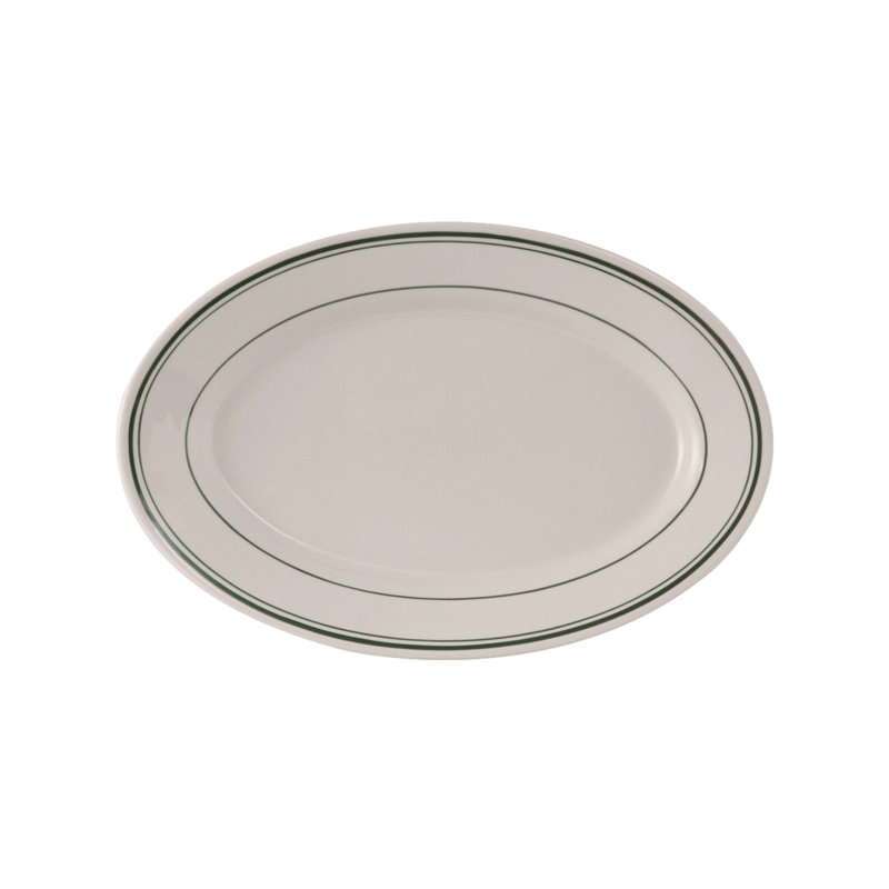 Tuxton Green Bay Ceramic Platter, 0.88" H x 11.63" W x 9" D