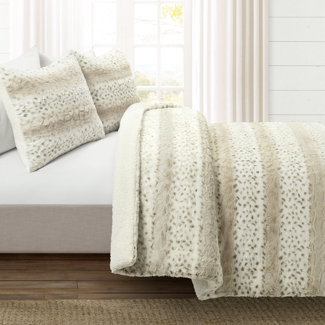 Leopard Faux Fur 3 Piece Comforter Set Lush Decor