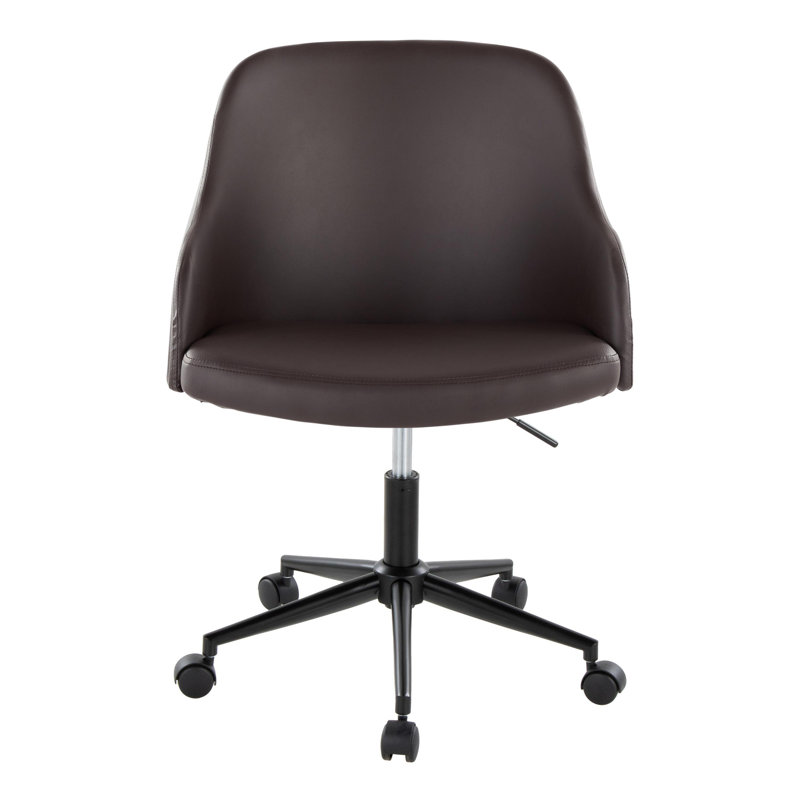 Chaise de bureau en métal noir, Brun, Noir / Noyer