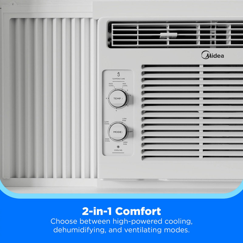Climatiseur de fenêtre mécanique Midea 5 000 BTU DOE, pour des espaces allant jusqu'à 150 pieds carrés