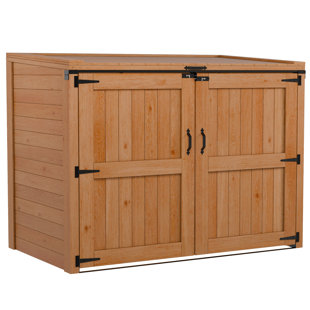 HEAVY DUTY Cedar Horizontal Trash Can and Recycling Storage Shed