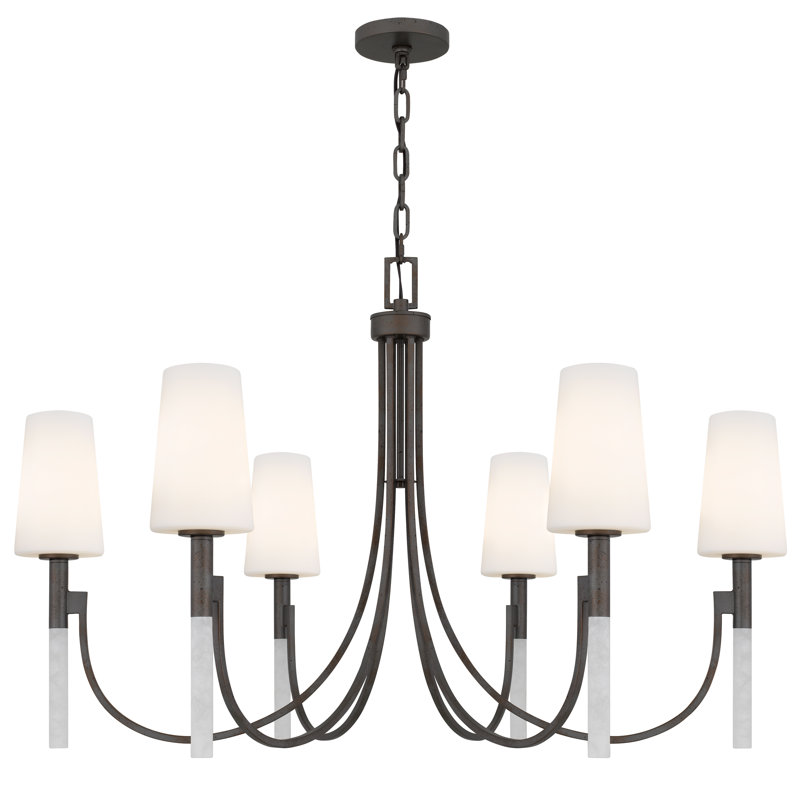 Lustre en fer 6 lumières Eloura, 1 étage, Six lumières
