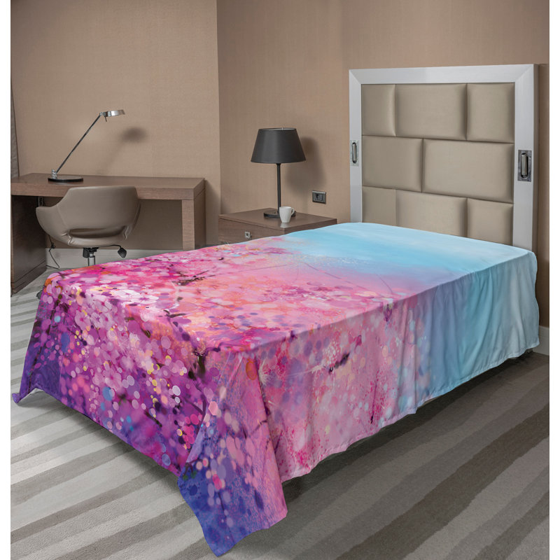 Drap-housse japonais Ambesonne, Drap plat pour lit simple