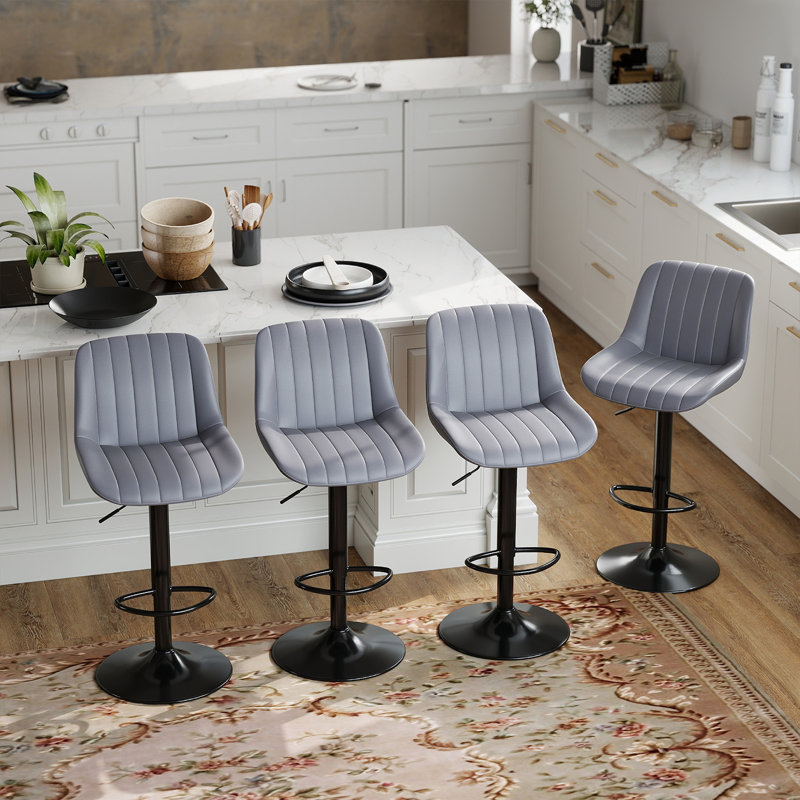 Tabouret de bar pivotant à hauteur réglable Moniq, Gris foncé, 4